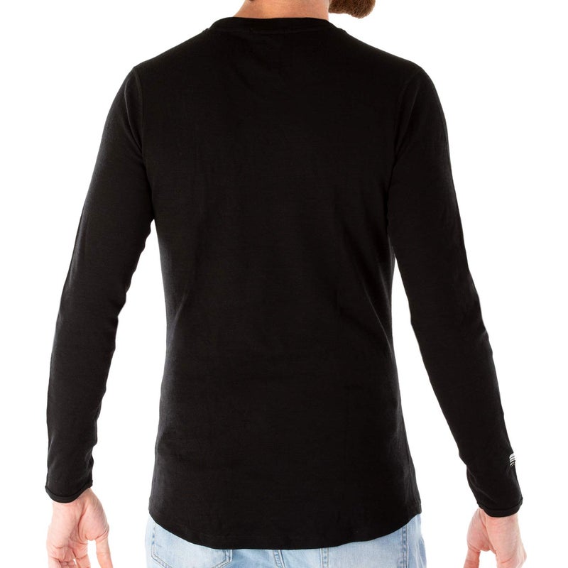 MERIWOOL Mens Base Layer - 100% Merino Wool Midweight Long Sleeve Thermal Shirt Black - Image 2